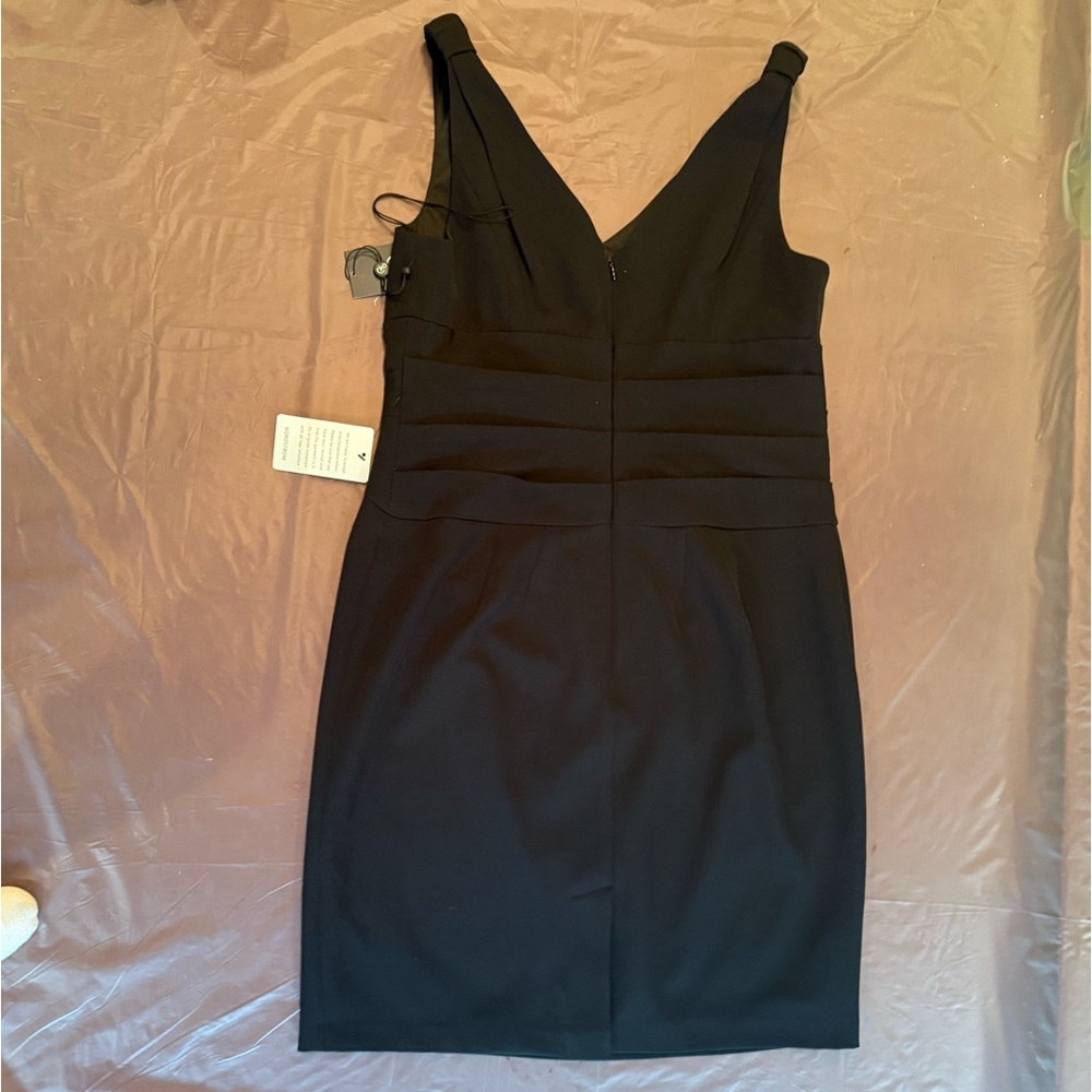 NWT Adrianna Papell Black V-neck Sleeveless Black Dress Size 14 XL MSRP $122 - Picture 3 of 12